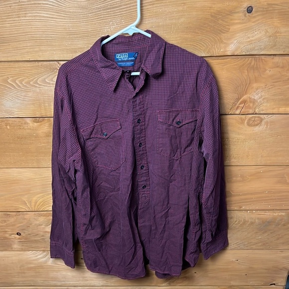 Polo Ralph Lauren Mens Button up Lg Woodsman Workshirt Gingham Plaid Up Cotton‎ - Picture 1 of 8